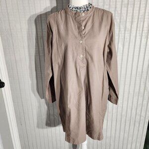 GAP TUNIC DRESS COLOR KAKHI LONG SLEEVE COTTON SIZE L